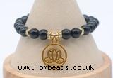 CGB7823 8mm black tourmaline bead with luckly charm bracelets