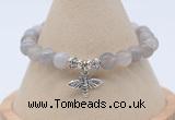 CGB7838 8mm grey banded agate bead with luckly charm bracelets
