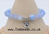 CGB7839 8mm blue banded agate bead with luckly charm bracelets