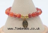 CGB7843 8mm red banded agate bead with luckly charm bracelets