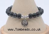 CGB7845 8mm black banded agate bead with luckly charm bracelets