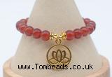 CGB7847 8mm red agate bead with luckly charm bracelets