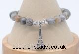 CGB7858 8mm silver needle agate bead with luckly charm bracelets