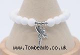 CGB7870 8mm white candy jade bead with luckly charm bracelets