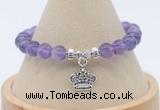 CGB7889 8mm amethyst bead with luckly charm bracelets wholesale