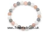 CGB8014 8mm moonstone, white moonstone & labradorite beaded stretchy bracelets