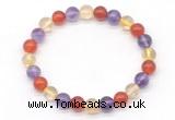 CGB8027 8mm amethyst, citrine & red agate beaded stretchy bracelets