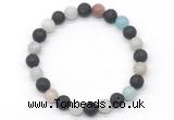 CGB8076 8mm amazonite & black lava beaded stretchy bracelets