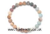 CGB8081 8mm matte amazonite, picture jasper & picasso jasper beaded stretchy bracelets