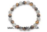 CGB8088 8mm matte yellow tiger eye & labradorite beaded stretchy bracelets