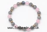 CGB8101 8mm labradorite, rose quartz & hematite power beads bracelet