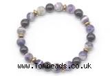 CGB8104 8mm dogtooth amethyst, garnet & hematite power beads bracelet