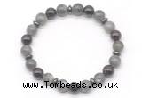 CGB8109 8mm labradorite, garnet & hematite power beads bracelet