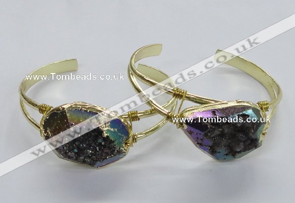 CGB811 25*30mm – 25*35mm freeform plated druzy agate bangles