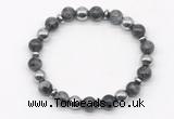 CGB8116 8mm black labradorite & hematite power beads bracelet