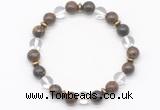 CGB8118 8mm bronzite, white crystal & hematite power beads bracelet