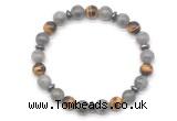 CGB8120 8mm labradorite, yellow tiger eye & hematite power beads bracelet