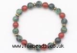 CGB8122 8mm ruby zoisite, red agate & hematite power beads bracelet