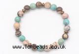 CGB8124 8mm zebra jasper, blue sea sediment jasper & hematite power beads bracelet