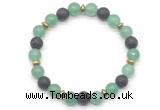 CGB8131 8mm green aventurine, black lava & hematite power beads bracelet