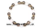 CGB8142 8mm smoky quartz, matte white crystal & hematite power beads bracelet