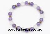 CGB8143 8mm amethyst, matte white crystal & hematite power beads bracelet