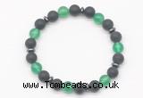 CGB8149 8mm matte black agate, green agate & hematite power beads bracelet