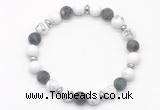 CGB8152 8mm white howlite, matte black labradorite & hematite power beads bracelet