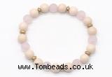 CGB8154 8mm white fossil jasper, matte rose quartz & hematite power beads bracelet