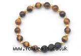 CGB8165 8mm yellow tiger eye & black lava beaded stretchy bracelets