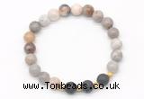 CGB8173 8mm bamboo leaf agate & black lava beaded stretchy bracelets