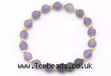 CGB8184 8mm matte amethyst & black lava beaded stretchy bracelets