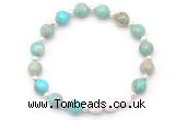 CGB8202 8mm blue sea sediment jasper & white lava beaded stretchy bracelets