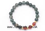 CGB8219 8mm moss agate & red agate beaded stretchy bracelets