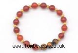 CGB8220 8mm red agate & yellow tiger eye beaded stretchy bracelets