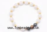 CGB8225 8mm white jade & colorfull tiger eye beaded stretchy bracelets