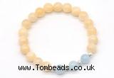 CGB8227 8mm honey jade & aquamarine beaded stretchy bracelets