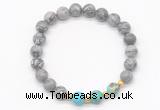 CGB8235 8mm grey picture jasper & sea sediment jasper beaded stretchy bracelets