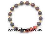 CGB8238 8mm brecciated jasper & red agate beaded stretchy bracelets