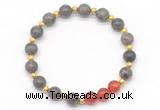 CGB8256 8mm rainbow labradorite & red agate beaded stretchy bracelets