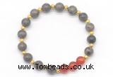 CGB8256 8mm rainbow labradorite & red agate beaded stretchy bracelets