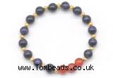 CGB8259 8mm purple yellow tiger eye & red agate beaded stretchy bracelets