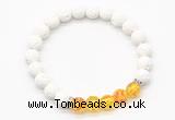 CGB8271 8mm white lava & synthetic amber beaded mala stretchy bracelets