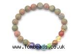 CGB8306 8mm matte unakite 7 chakra beaded mala stretchy bracelets