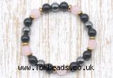 CGB8321 8mm matte rose quartz, black onyx & hematite energy bracelet