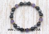 CGB8322 8mm matte amethyst, black onyx & hematite energy bracelet