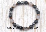 CGB8323 8mm matte grey agate, black onyx & hematite energy bracelet