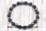 CGB8324 8mm matte black onyx, black onyx & hematite energy bracelet