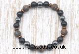 CGB8327 8mm matte bronzite, black onyx & hematite energy bracelet