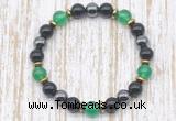 CGB8342 8mm green agate, black onyx & hematite energy bracelet